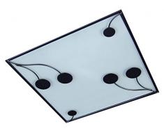 Tosel 40217 - Plafoniera a forma di fiore, in acciaio e vetro, 60 W E27 Nero