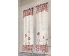 Home Collection TCMAN111/150 Tendina Coppia Margherita, Poliestere, Bordeaux, 60x150 cm, 2 UnitÃ