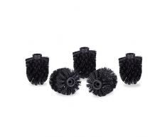 Relaxdays, Spazzole per Scopino da Bagno, Ciuffo di Ricambio Spazzolone WC, Filetto 9,5mm, Testina di Ricambio Diametro 9 x 7 cm, Nero, Confezione da 5