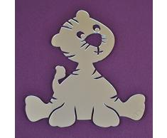 FLEXISTYLE - Specchio Decorativo Little Tiger, Design Moderno, 3 mm, Specchio in Acrilico UE, Soggiorno, Camera da Letto, corridoio, infrangibile, Decorazione per la casa Fai da Te, Argento