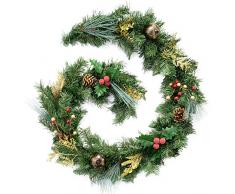 WeRChristmas - Ghirlanda Natalizia Decorativa, 180 cm, Colore Rosso/Oro