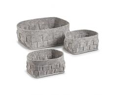 Zeller Cestino in Feltro, Set, Feltro, Grau, 15,5 x 11,5 x 8; 23 x 18 x 10 cm