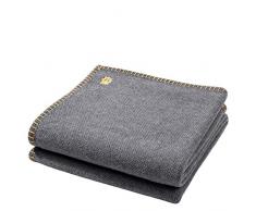 zoeppritz since 1828 Must Stitch - Coperta di Lana - Elegante Plaid in Pura Lana Vergine con Punto Uncinetto - 130x190 cm, Lana Vergine, 160 Curry, 150 x 200 cm