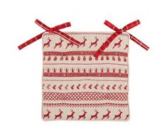 Clayre & Eef NOC29 - Cuscino per Sedia in gommapiuma, Motivo: Cervo, 40 x 40 cm, Colore: Rosso/Naturale