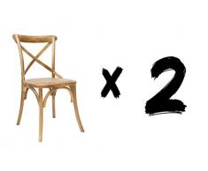 Distrimobel Saetabis Ginevra S04 Set 2 Sedie, 150X88X40 H cm, Rovere, Legno Massello, Rattan
