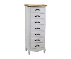 Vacchetti Giuseppe 8032380000 Mobile Country, 7 Cassetti, Legno, Bianco, 44.5x34.5x110.5 cm