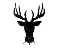 Appendiabiti da parete cervo colore nero 31 x 10 x 40 cm, dal design moderno, Made in Italy