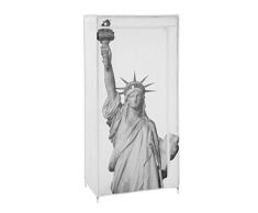 Archimede 991472 Guardaroba, Acciaio e Tessuto Non Tessuto, Fantasia New York, 72 x 43 x 150 cm