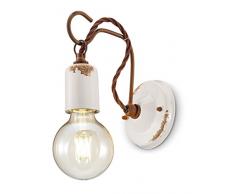 Ferroluce Retrò Applique con Pendente Minimal, Bianco