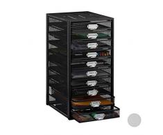 Relaxdays Cassettiera da Scrivania, 10 Cassetti, Formato DIN A4, Porta-Documenti, Box per Lettere e Corrispondenza, Nero, 55 x 27,5 x 35,5 cm