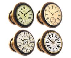 Knuttys Knobs 4 x Orologi (2) Finitura Ottone Anticato 30 mm cassetti Armadio pomelli