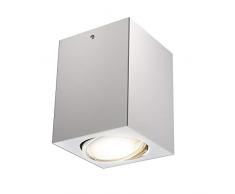 Briloner Leuchten Plafoniera a LED GU10, con riflettore orientabile, 400 Lumen, 3.000 Kelvin, 8 x 8 cm, 5 W, Colore: Argento