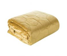 Eurofirany Copriletto/copridivano, in Velluto, con Motivo a Nido di Miele, Trapuntato, Elegante, per Camera da Letto, Soggiorno, Camera degli Ospiti, Salotto, Senape, 170 x 210 cm