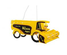 Elobra Mähdrescher - Lampada a sospensione per bambini, in legno, 40 W, colore: Giallo