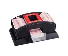 Relaxdays Mescolatore Automatico Gioco, Macchina Mischia Carte, Similpelle, Nero, 2 Mazzi