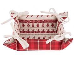 Clayre & Eef NOC47 Cestino per Pane, Motivo Cervo, 35 x 35 x 8 cm, Rosso/Naturale