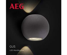 AEG Gus - Lampada da parete per esterni, a 2 luci, in alluminio pressofuso, 6 W, colore: Antracite
