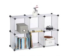 Relaxdays 10021958_50 Scaffale Componibile, 6 Scomparti, Sistema a Incastro, Plastica, HxLxP: 65 x 96 x 32 cm, Trasparente