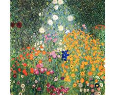 LegendArte Stampa su Tela - Giardino Fiorito - Gustav Klimt cm. 60x60 - Quadro su Tela, Decorazione Parete