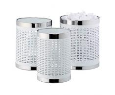 Relaxdays Papierkorb Set di 3 cestini per la Carta, Rotondi, in 3 Misure, per Ufficio, Design Moderno, in Metallo, 5,4, 6,7 e 8 Litri, Colore: Bianco, 3 Pezzi