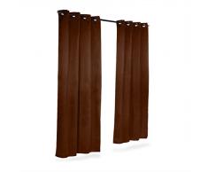 Relaxdays 10020636_532 Tende Oscuranti con Anelli, Set da 2, Tinta Unita, Lavabile HLP: 245 x 135 x 0,5 cm Marrone Cioccolato