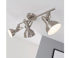 Briloner Leuchten Faretti retro 3, vintage, orientabili, luci da soffitto, metallo satinato, max. 40 W, montaggio E14, 55.4 x 18.1 x 10 cm (L x A x P), argento