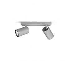 Philips Lighting Aluminium LED Spot Light Philips Faretto Kosipo con 2 Punti Luce, Alluminio, Attacco GU10, Lampadina Non Inclusa, Grigio, 7x24x9.2 cm