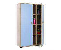 Mobeduc scaffalatura verticale 12 scomparti contenitore a 2 ante, in legno, colore: Blu lavanda, 90 x 147 x 40 cm