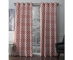 Exclusive Home Tende Scrollwork Gated Stampa Raso Tessuto Oscurante. Occhielli Finestra Tenda a Pannello, Mecca Orange, 52Â x 96Â cm