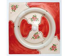 111/32/S/RO - Plafoniera ceramica quadrata colore rosso, reattanza elettrica, senza tubo - 32W