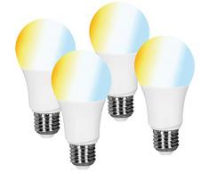 Müller-Licht Set di LED E27, 4 x Lampade a goccia, bianco (tonalità bianca 2700-6500K), dimmerabile, sostituisce lampadina da 60W, funziona con Amazon Alexa