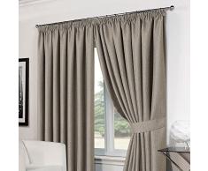 Dreamscene Basket Weave Oscurante Termica Nastro Top Tende con fermatenda, Antracite, 90Â x 228,6Â cm P, Tessuto, Silver Grey, 46 x 72