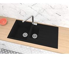 respekta HOUSTON100X50S Lavandino, 60% Materiale Composito di minerali e Fibre di Vetro, 40% Resina, Nero, 100 x 50 cm