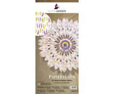 Marpa Jansen Sacchetti di Carta per Decorazioni a Forma di Stella/Fiori â Set Fai da Te â Sacchetti per Burro â (10 x 22 cm, 24 Pezzi) â con Istruzioni per bricolage â Piume