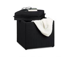 Relaxdays 10021201_46 Pouf Contenitore, PVC, Nero, 40.5x40.5x42 cm