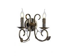 Trio Classy Applique, 2 Luci con Gocce E14, Ruggine Anticato, 18 x 28 x 29 cm