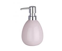 WENKO Dispenser sapone Polaris rosa pastello ceramica Capacità: 0.39 l, Ceramica, 9.5 x 16 x 9 cm, Rosa