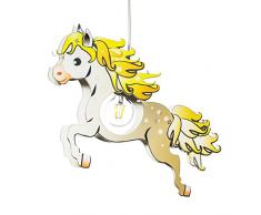 Elobra - Lampada a sospensione per bambini, a forma di cavallo, in legno, 40 W, colore: marrone