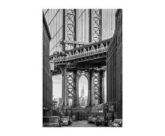 Komar - Quadro, Motivo: Ponte di Brooklyn, per Soggiorno, Camera da Letto, Decorazione, Stampa Senza Cornice Disponibile in 3 Misure, Nero, Bianco, Grigio, P123-50x70