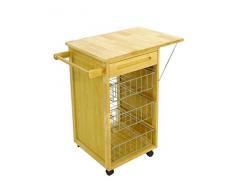 Vacchetti Giuseppe 4116230000 Carrello Cucina, 3 Cestelli e 1 Cassetto Ribaltina, Legno, Beige, 77.5 x 47 x 81 cm