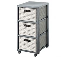 Rotho Country Cassettiera con 3 cassetti, Plastica (PP) Senza BPA, Cappuccino, 37,5 x 32,5 x 32,5 cm