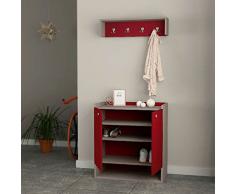DECORTIE by Homemania Mobile ingresso, MOBILE INGRESSO Ovo, Moka chiaro, bordeaux
