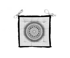 Soleil docre Mandala - Cuscino per Sedia, in Cotone, 40 x 40 x 5 cm, Colore: Grigio