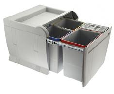 Elletipi City PTA 5045C Pattumiera Differenziata Estraibile per Base, Grigio, 52x47x44 cm