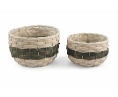Galileo Casa 2419218 Set 2 Porta Vaso, Tondi, Legno, Bianco, 26x26x16 cm