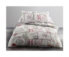 Today Enjoy Home Heart-Parure HC3: copripiumino 220 x 240 cm + 2 federe, 100% cotone, (57 fili), bianco, beige, 220 x 240 cm