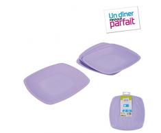 Diner Presque Parfait Cena Quasi Perfetta, Set 3 Piatti Quadrati, 30 cm Lilla
