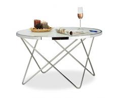 Relaxdays 10021280 Tavolino da Salotto, Metallo, Argento, 85x85x48 cm