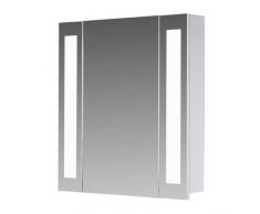 EUROSAN Ante armadietto a Specchio, Super Piatta, Caricamento Illuminazione LED Integrata, Bianco, San Francisco, Legno, Legno, Bianco, 60 x 62 x 13 cm