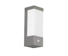 WOFI A+ - Lampada da parete per esterni, in metallo, 7 W, integrata, in acciaio INOX spazzolato, Metallo Plastica, Edelstahl GebÃ¼rstet Roh, Integriert 7W 230V